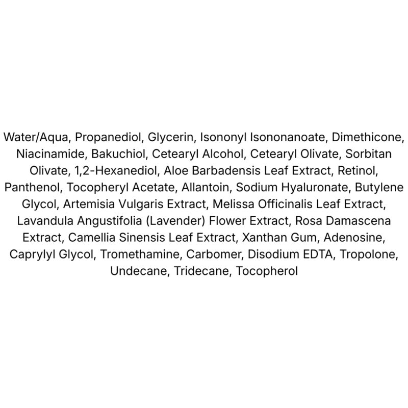 Cos de Baha Bakuchiol 2% + Retinol 0.15% Serum lista ingrediente