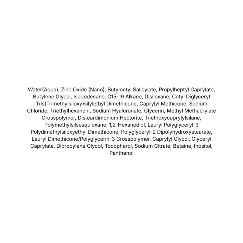 Isntree Hyaluronic Acid Natural Sun Cream lista ingrediente