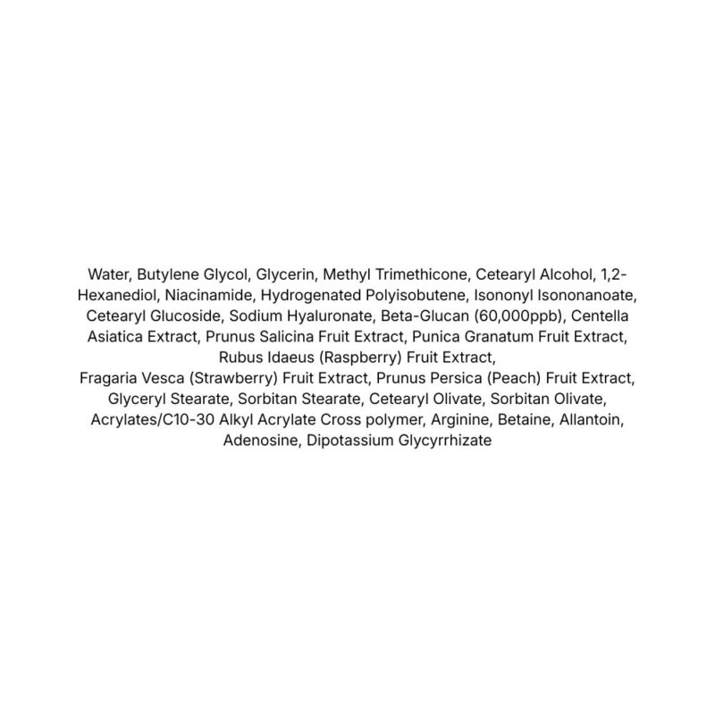 Iunik Beta Glucan Daily Moisture Cream lista ingrediente