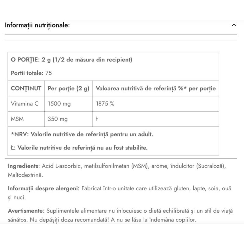VITAXYNERGY VITAmina C + MSM -3