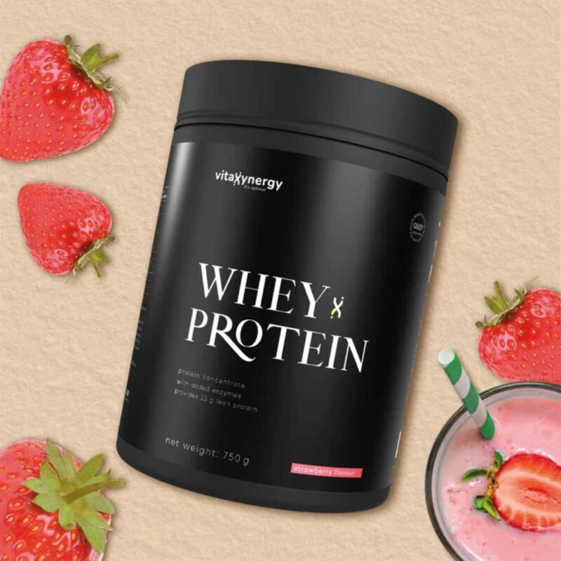 Vitaxynergy Pudra Proteica din Zer, 750g - Capsuni - 27