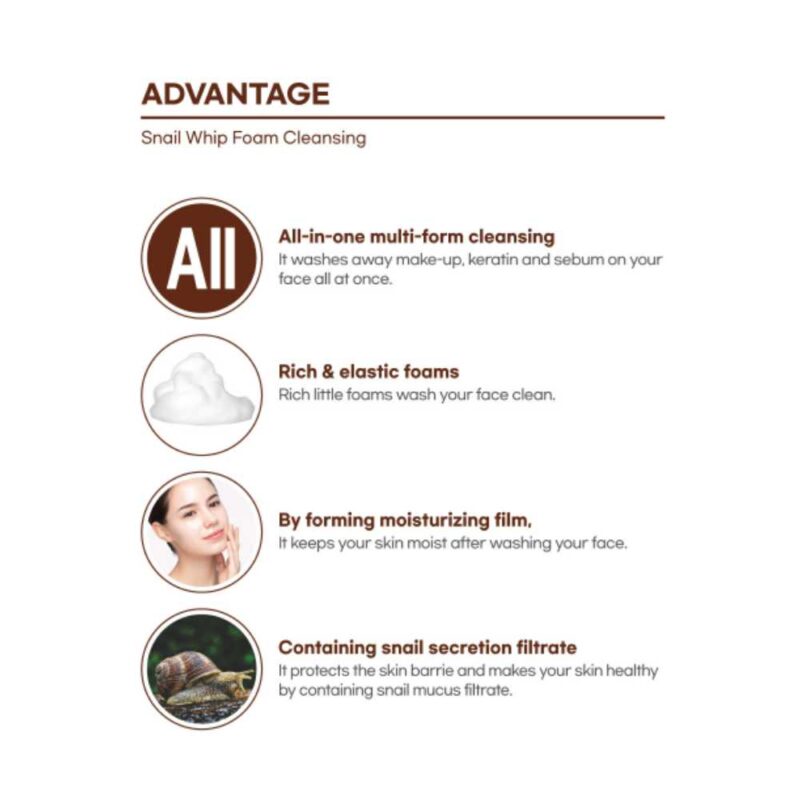 Fortheskin Snail Whip Foam Cleansing, 180ml - 3