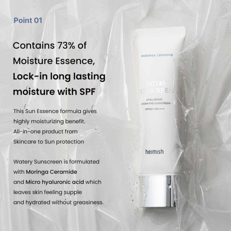 Heimish Moringa Ceramide Hyaluronic Acid Hydrating Watery Sunscreen, 50ml - 05