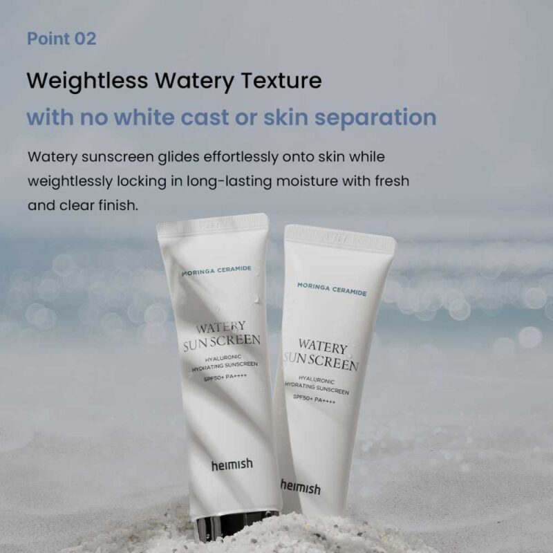 Heimish Moringa Ceramide Hyaluronic Acid Hydrating Watery Sunscreen, 50ml - 06