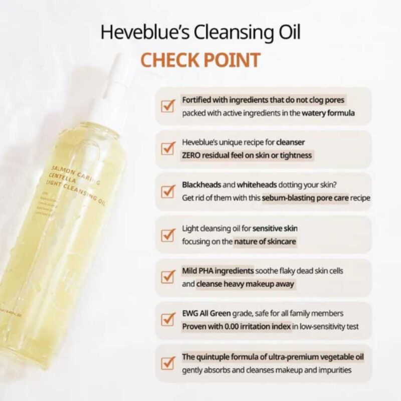 Heveblue Salmon Caring Centella Light Cleansing Oil, 250ml - 5