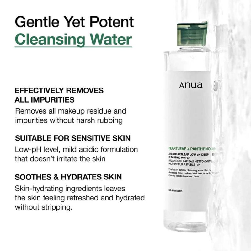Anua Heartleaf Low pH Deep Cleansing Water, 500ml - 3