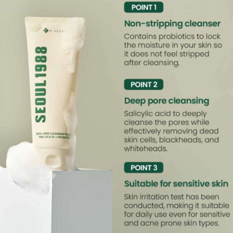 KSECRET Seoul 1988 Cleansing Foam_ Pine Cica 1% + Probiotics, 150ml - 4