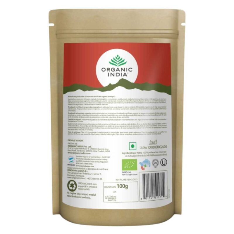 Organic India Ashwagandha Pulbere Rădăcină, 100g - 2