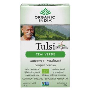 Organic India Ceai Adaptogen Tulsi Ceai Verde, 18 plicuri - 1