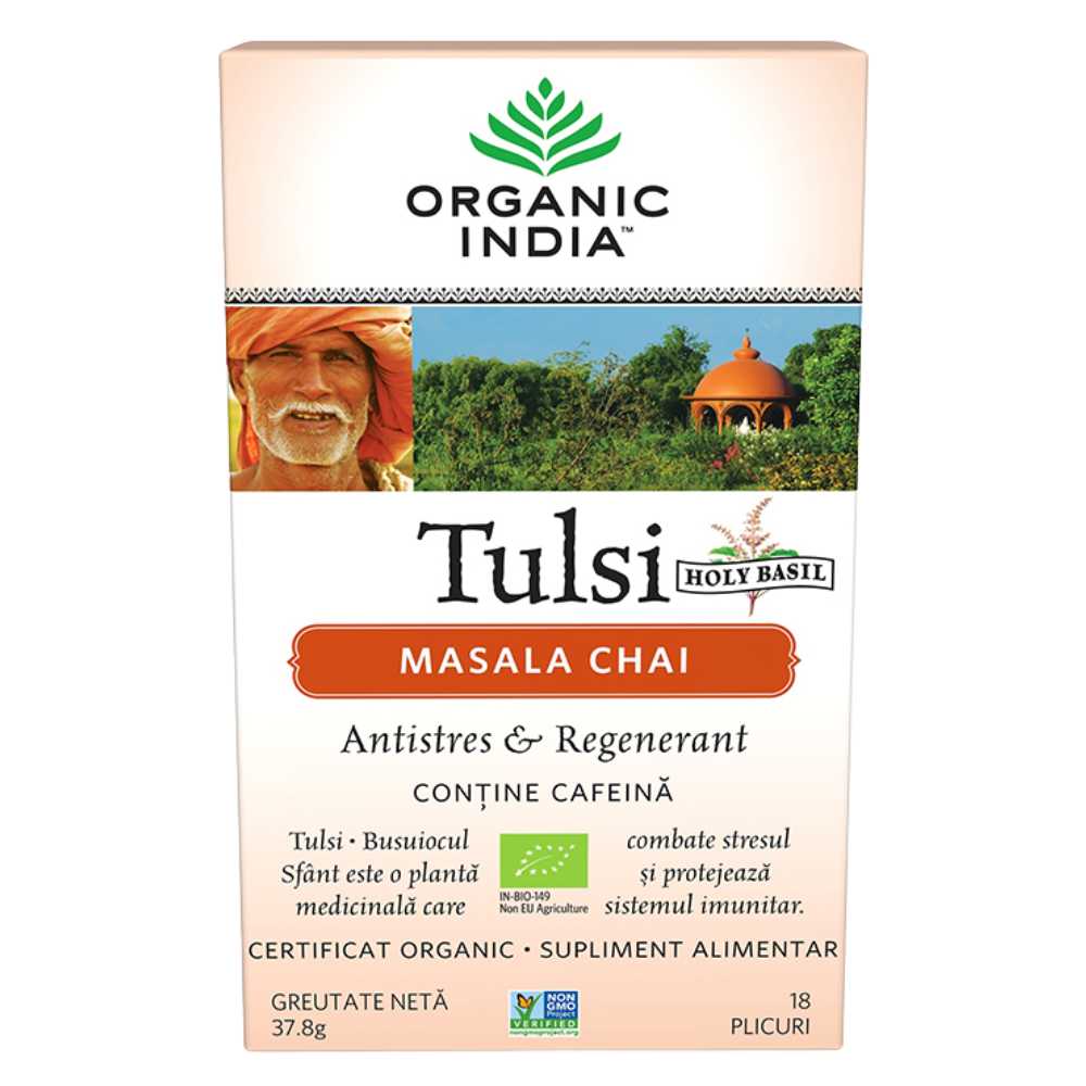 Organic India Ceai Adaptogen Tulsi Masala Chai, 18 plicuri - 1