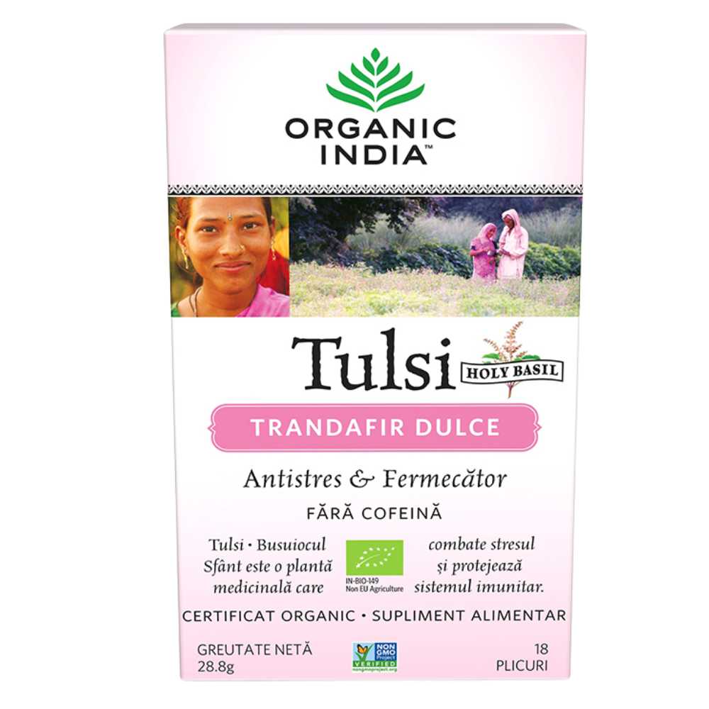 Organic India Ceai Adaptogen Tulsi Trandafir Dulce, 18 plicuri - 1