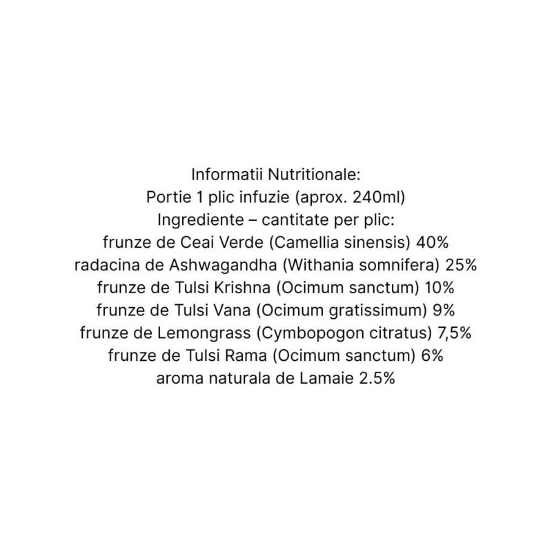 Organic India Ceai Tulsi Ashwagandha si Ceai Verde Adaptogen si Anxiolitic, 25 plicuri - 3