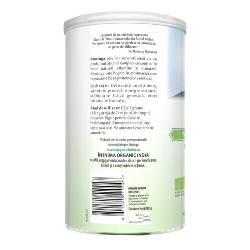 Organic India Moringa Pulbere, 100g - 2