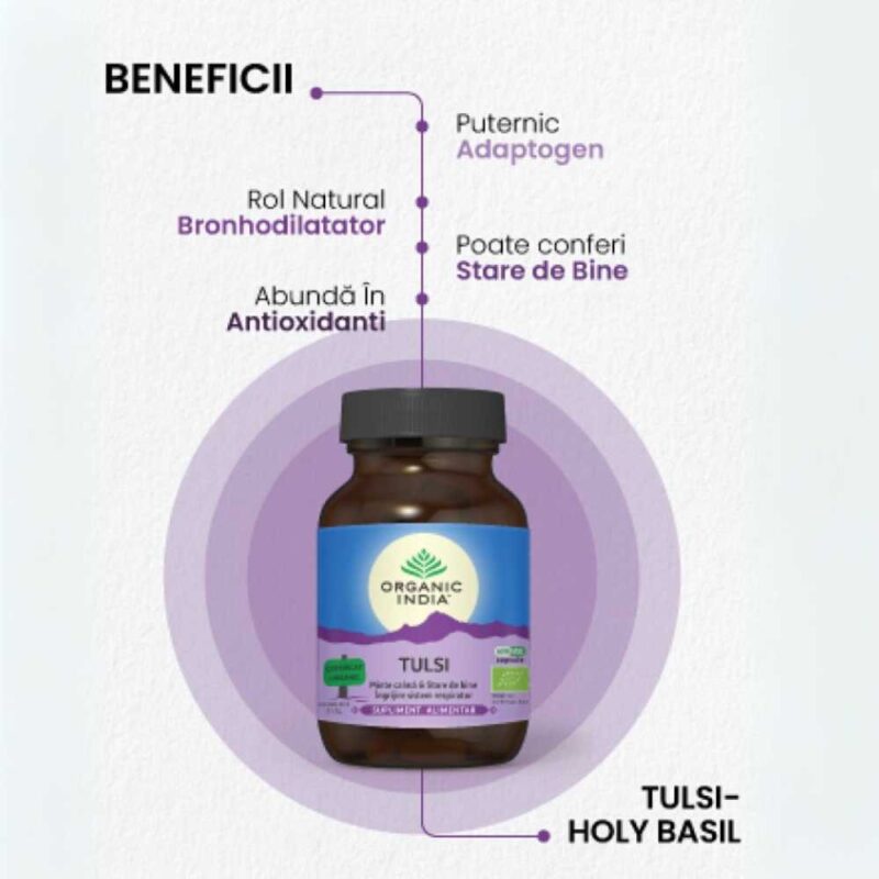 Organic India Tulsi Minte Calma si Ingrijire Sistem Respirator, 60 capsule - 2