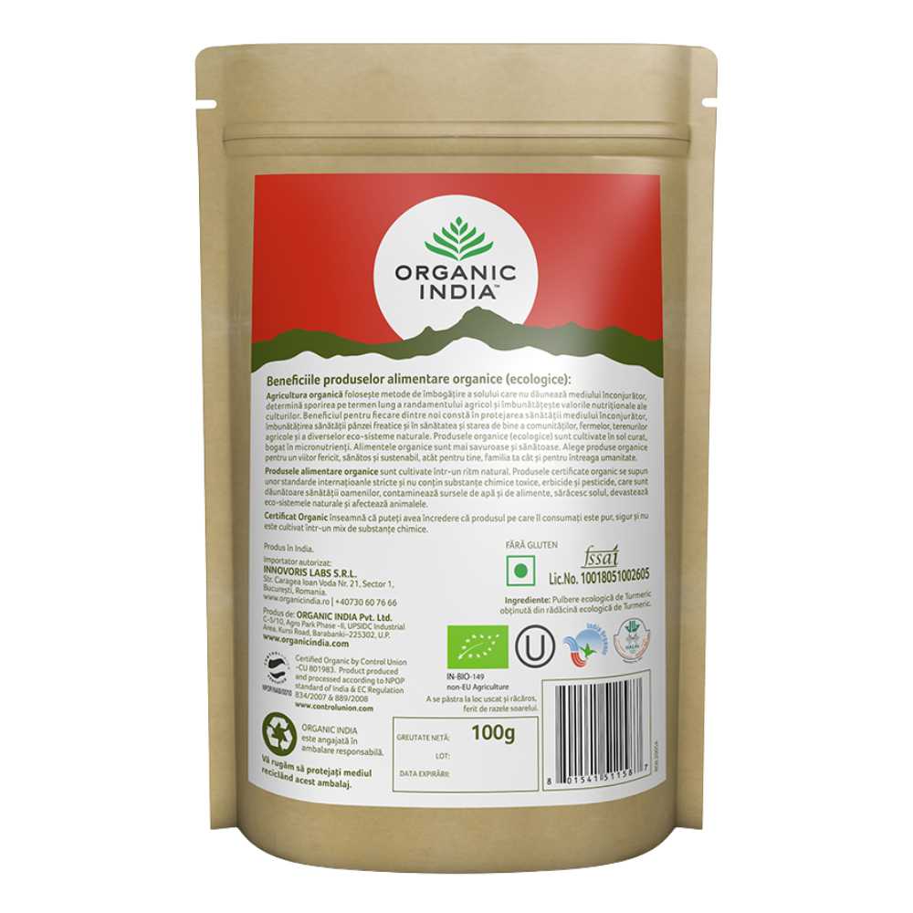 Organic India Turmeric Pulbere, 100g - Skinguru