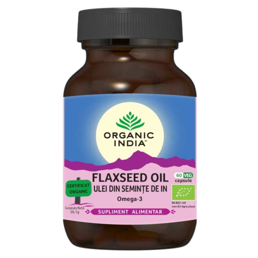 Organic India Ulei din Seminte de In Organic Omega-3, 60 capsule - 1