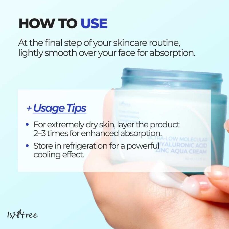 Isntree Ultra-Low Molecular Hyaluronic Acid Zinc Aqua Cream, 80ml - 6