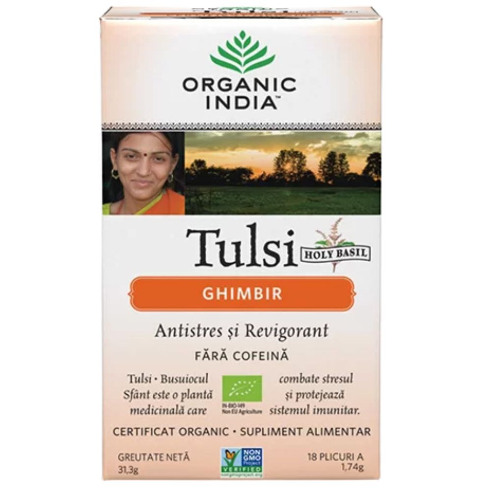 Organic India Ceai Adaptogen Tulsi Ghimbir (1)