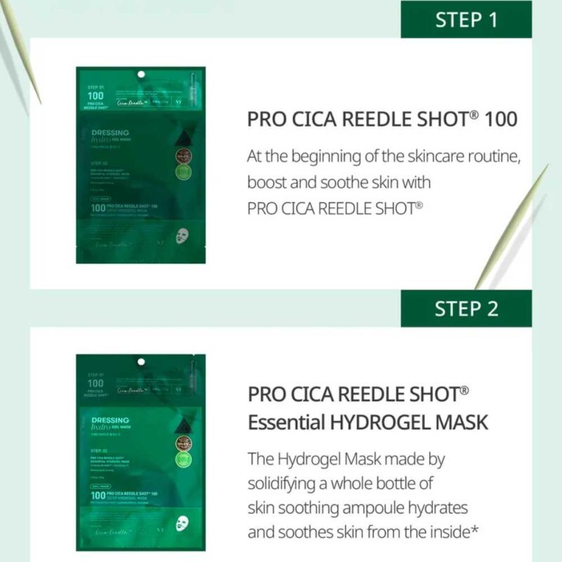 VT Cosmetics Pro Cica Reedle Shot 100 2 Step Hydrogel Mask, 1.5g+33g - 3