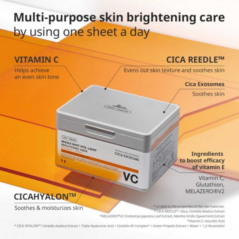 VT Cosmetics Reedle Shot Vita-Light Brightening Mask, 30buc - 3