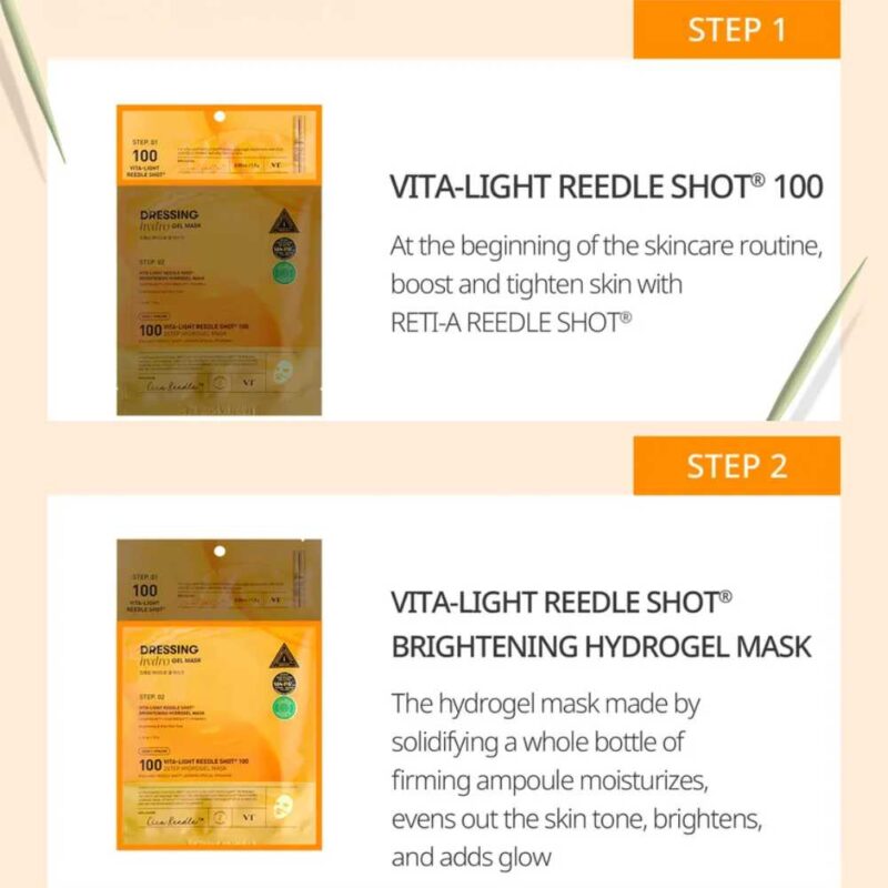VT Cosmetics Vita-Light Reedle Shot 100 2 Step Hydrogel Mask, 1.5g+33g - 3