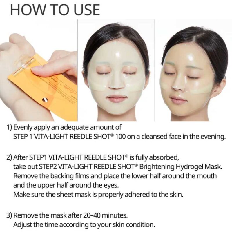 VT Cosmetics Vita-Light Reedle Shot 100 2 Step Hydrogel Mask, 1.5g+33g - 4