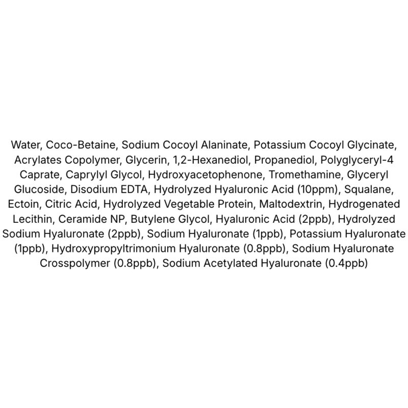 Anua 8 Hyaluronic Acid Moisturizing Gentle Gel Cleanser lista ingrediente