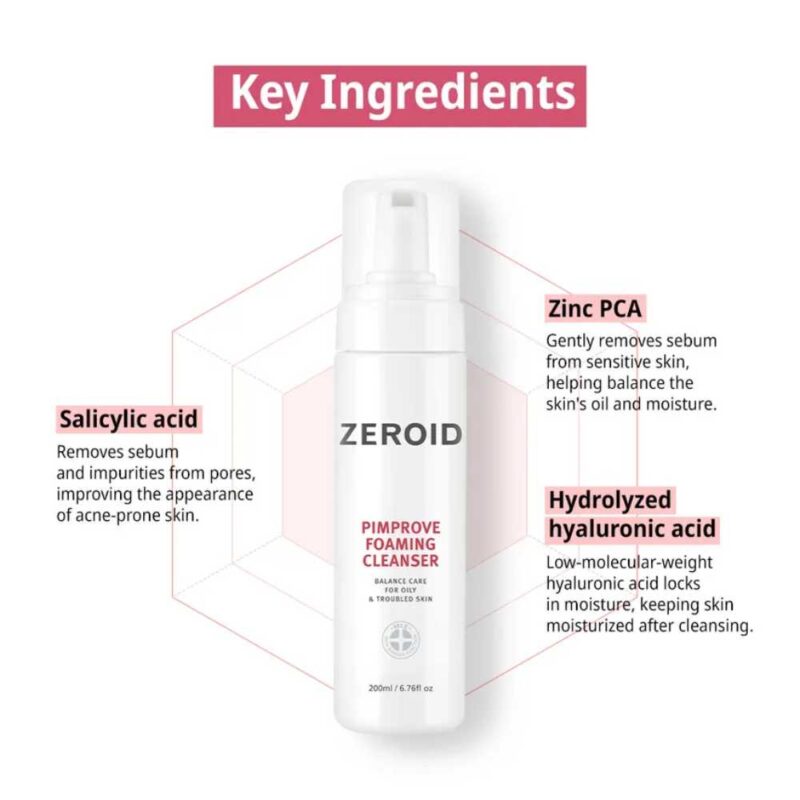 Zeroid Pimprove Foaming Cleanser, 200ml - 5