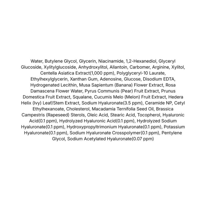 Skin1004 Madagascar Centella Hyalu-Cica Hydrating Mask lista ingrediente