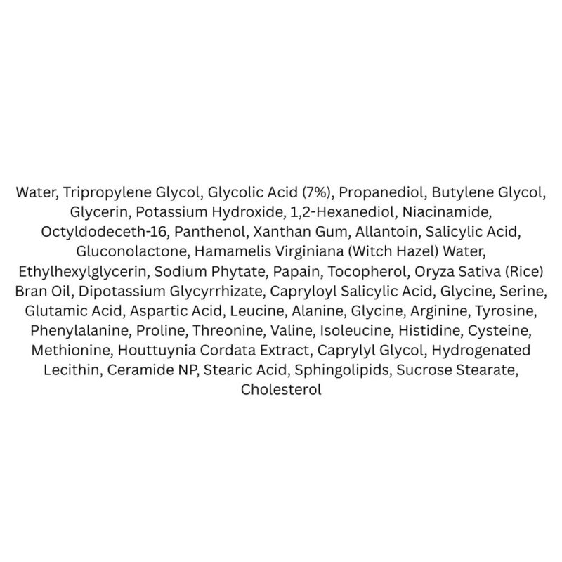 Benton Glycolic Acid 7% Exfoliating Toner lista ingrediente