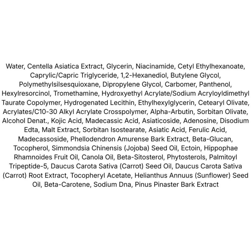 Skin1004 Madagascar Centella Teca Cream lista ingrediente