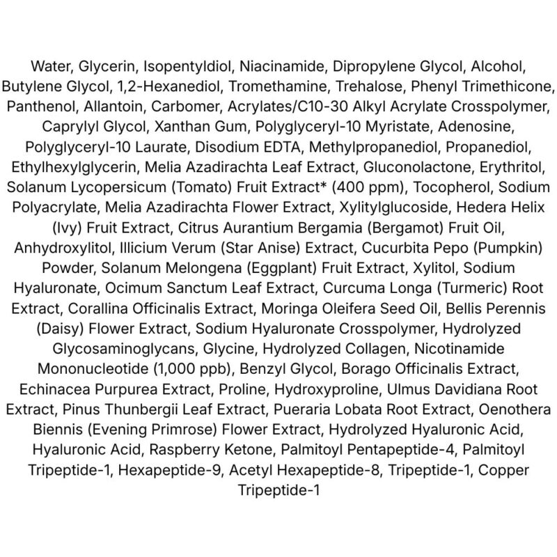 Sungboon Editor Green Tomato NMN Pore Minimizing Ampoule Mask lista ingrediente