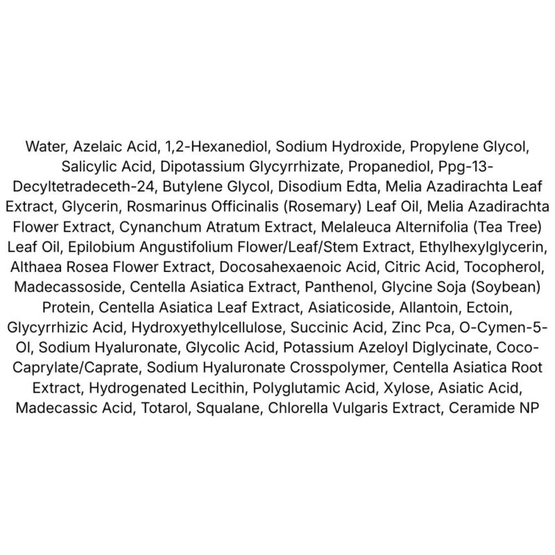 Anua Azelaic Acid 3 Cica Skin Clarifying Toner lista ingrediente