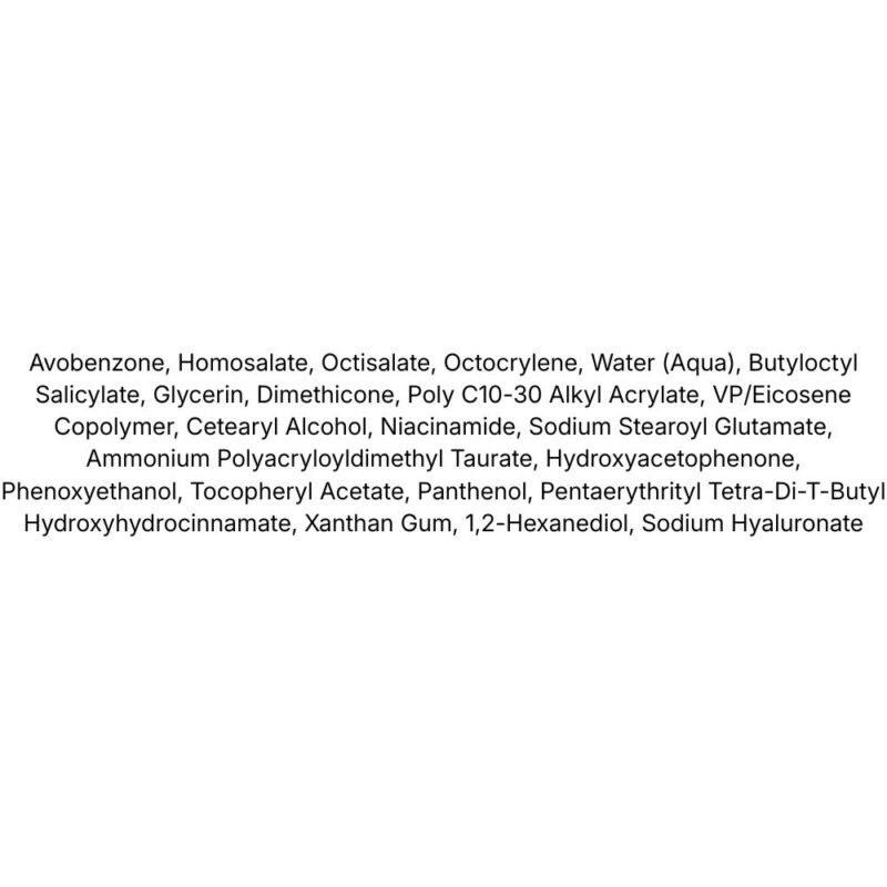 Anua Zero-Cast Moisturizing Finish Sunscreen lista ingrediente