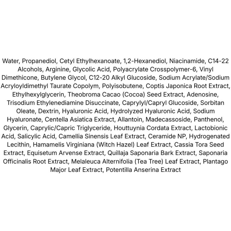 Arencia Eraser Shot Glycolic Acid Booster lista ingrediente