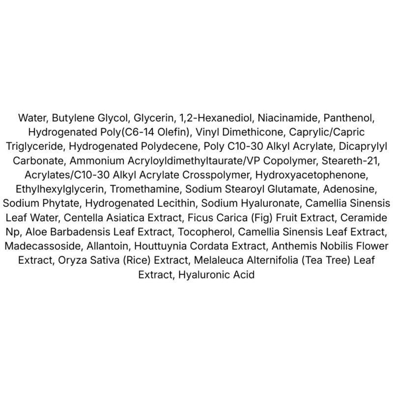 Arencia Eraser Soothing Cream lista ingrediente