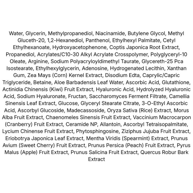 Arencia Vitamin C Glutathione Booster Shot Essence lista ingrediente