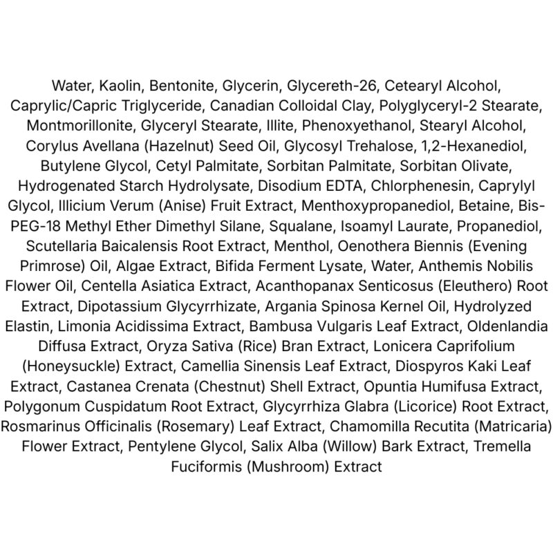 Aperire Spa Relief Be Frozen Pore Mask lista ingrediente