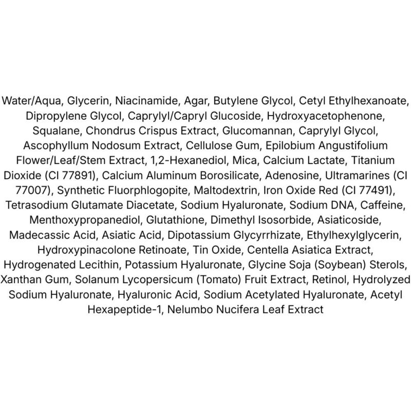 Centellian24 360º Shot PDRN glowing eye patch lista ingrediente